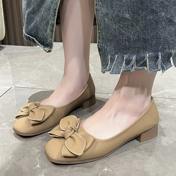 Round Toe Block Heels  Slip-Ons