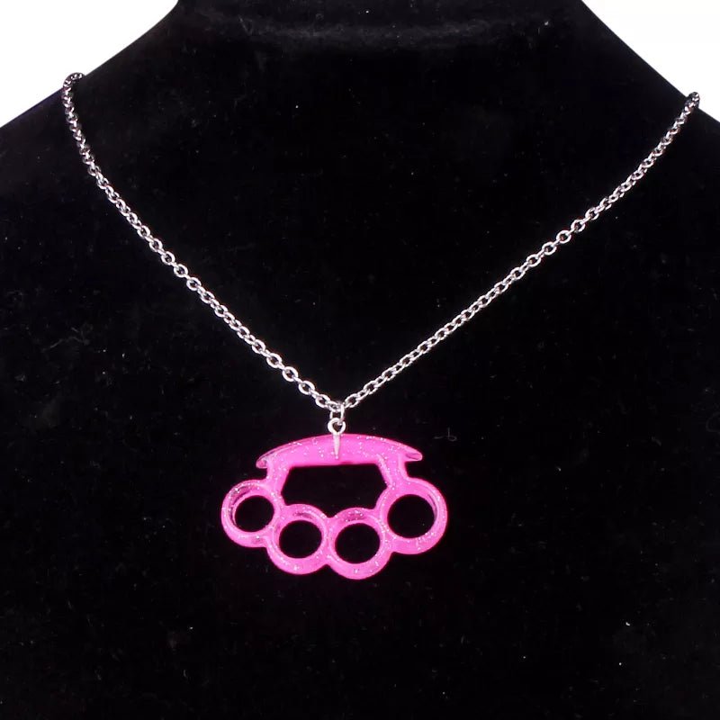 Scene Kid Resin Glitter Knuckle Chain Necklace - In Control Clothing