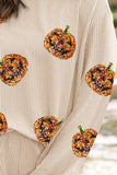 Sequin Pumpkin Round Neck Top and Shorts Set - In Control Clothing