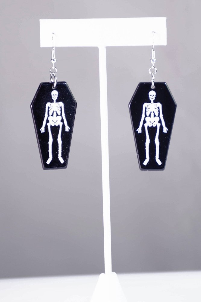 Skeleton Coffin Earrings - In Control Clothing