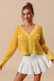 SO ME Frayed Tweed Knit Buttoned Front Cardigan
