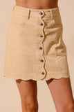 SO ME Scallop Buttoned Front Corduroy Mini Skirt