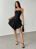 Spaghetti Strap Ruffle Layered Hem Mini Dress
