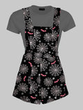 Spider Web and Bat Halloween Overall Shorts - In Control Clothing