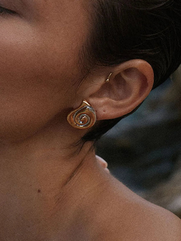 Spiral Shell Gold Plated Stud Earrings