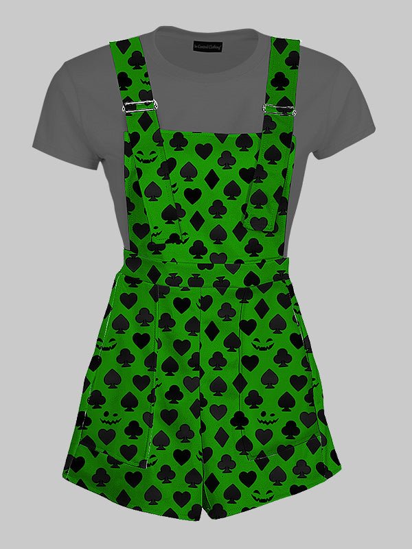 Spooky Card Suits Overall Shorts for Halloween - In Control Clothing