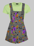 Spooky Cute Halloween Candy Overall Shorts - In Control Clothing
