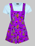 Spooky Cute Halloween Candy Overall Shorts - In Control Clothing