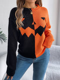 Spooky Knit Round Neck Long Sleeve Sweater