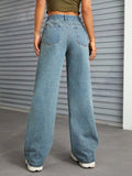 Streetwear Distressed Wide Leg Jeans with Pockets