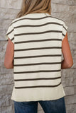 Stripe Side Slits Crewneck Sweater Vest