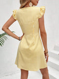 Striped Button Front Cap Sleeve Dress