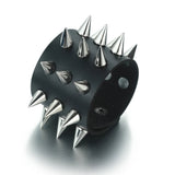 Studded Goth Accessory, Black Leather Punk Bracelet - In Control Clothing