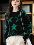 Stylish Star Pattern O - Neck Sweater - Cozy Winter Pullover for Women - In Control Clothing