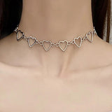 Sweet Heart Chain Collar Necklace - Cute Love Statement Accessory - In Control Clothing