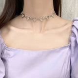 Sweet Heart Chain Collar Necklace - Cute Love Statement Accessory - In Control Clothing
