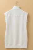 Textured Half Zip Collared Cap Sleeve Mini Dress