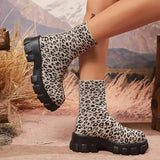 Trendy Leopard Print Ankle Boots | Women's Zip - Up Modern Boots | Animal Print Fashion