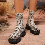 Trendy Leopard Print Ankle Boots | Women's Zip - Up Modern Boots | Animal Print Fashion