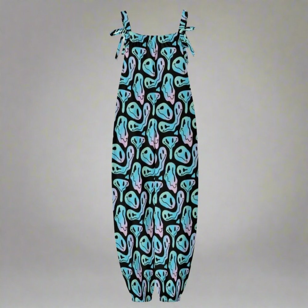 Trippy Cartoon Smiley Jumpsuit with suspender