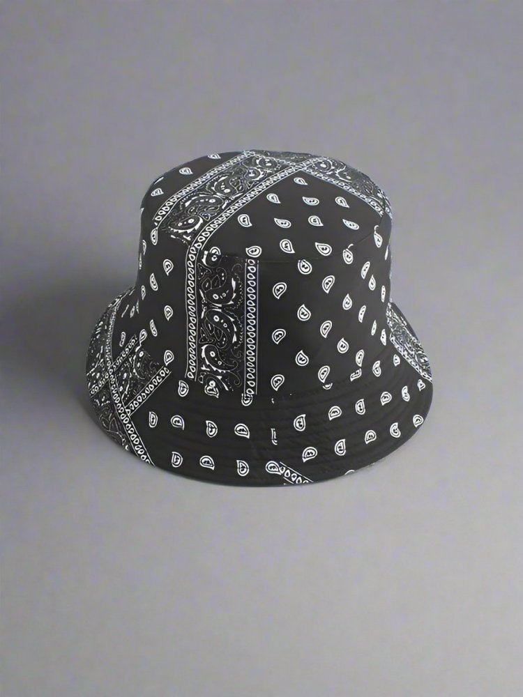 Unisex Black Bandana Print Bucket Hat - In Control Clothing