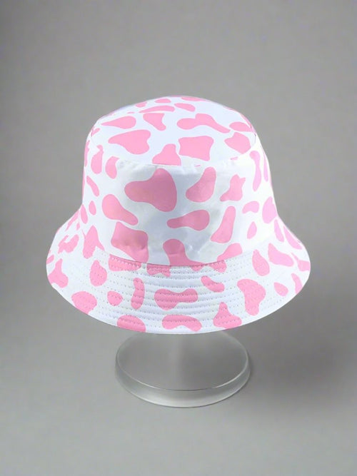 Unisex Kawaii Pink Cow Print Bucket Hat
