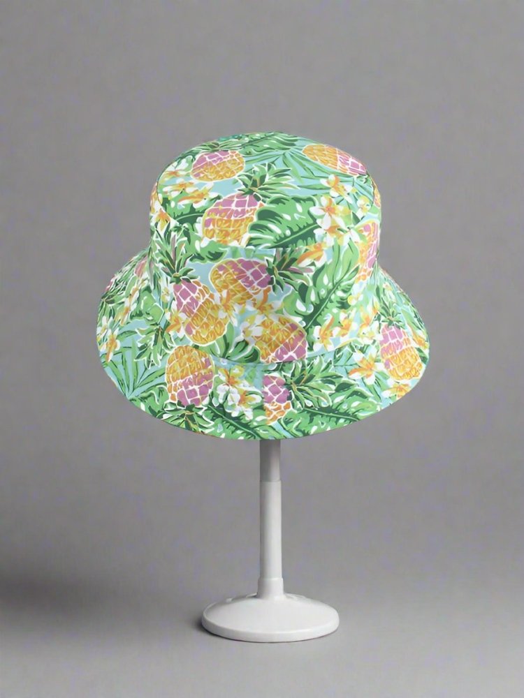 Unisex Tropical Fruit Printed Foldable Panama Bucket Hat - In Control Clothing