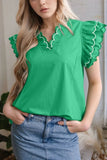 V - Neck Ruffled Cap Sleeve Blouse