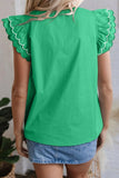 V - Neck Ruffled Cap Sleeve Blouse