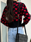 Valentine’s Day Heart V - Neck Cropped Cardigan