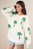 VERY J Palm Tree Graphic Oversized Knit Sweater