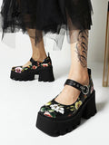 Vintage Floral Print Platform Mary Jane Women Shoes - In Control Clothing