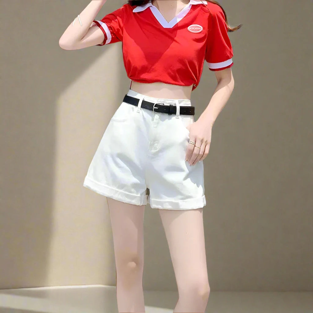 White High Waist Streetwear Solid Shorts - In Control Clothing