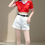 White High Waist Streetwear Solid Shorts - In Control Clothing