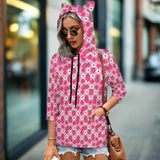 Womens 3/4 - Sleeve Kawaii Hoodie - In Control Clothing