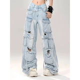 Womens Acubi Aesthetic Blue Jeans - Y2k Denim Pants - In Control Clothing