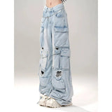 Womens Acubi Aesthetic Blue Jeans - Y2k Denim Pants - In Control Clothing