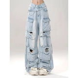 Womens Acubi Aesthetic Blue Jeans - Y2k Denim Pants - In Control Clothing
