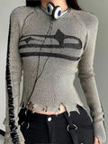 Womens Acubi Long Sleeve Ripped Vintage Sweater - In Control Clothing