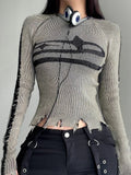 Womens Acubi Long Sleeve Ripped Vintage Sweater - In Control Clothing