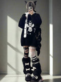 Women’s Black Fuzzy Oversized Harajuku Knit Sweater - In Control Clothing