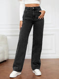 Women's Black Straight Jeans - In Control Clothing