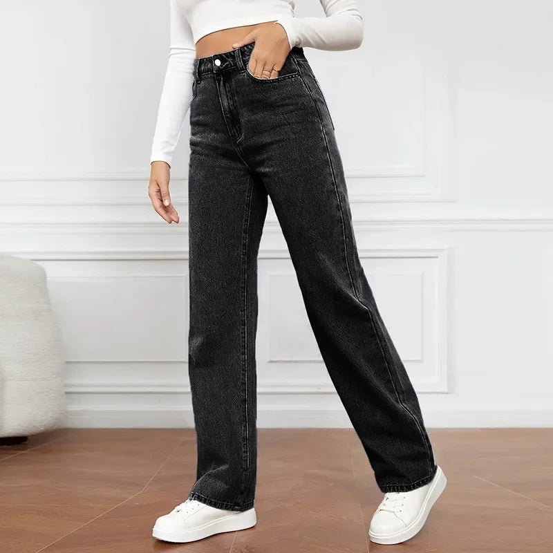 Women's Black Straight Jeans - In Control Clothing