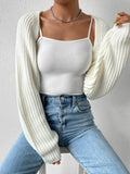 Womens Causal Open Front Long Sleeve Cropped Cardigan