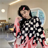 Womens Checkerboard Flame Sweater - In Control Clothing