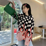 Womens Checkerboard Flame Sweater - In Control Clothing