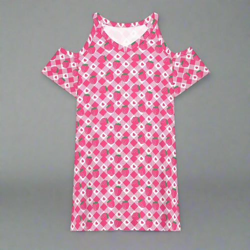 Womens Cold Shoulder Short Sleeve V Neck Short dress
