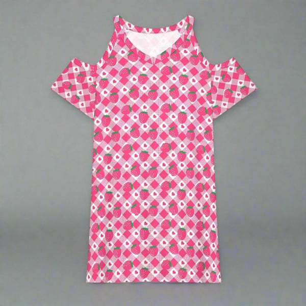 Womens Cold Shoulder Short Sleeve V Neck Short dress