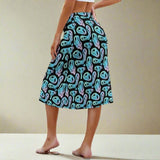 Womens Colorful Trippy Pattern Midi Skirt - In Control Clothing