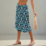 Womens Colorful Trippy Pattern Midi Skirt - In Control Clothing